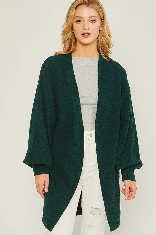 'Getting Cozy' Cardigan - Green