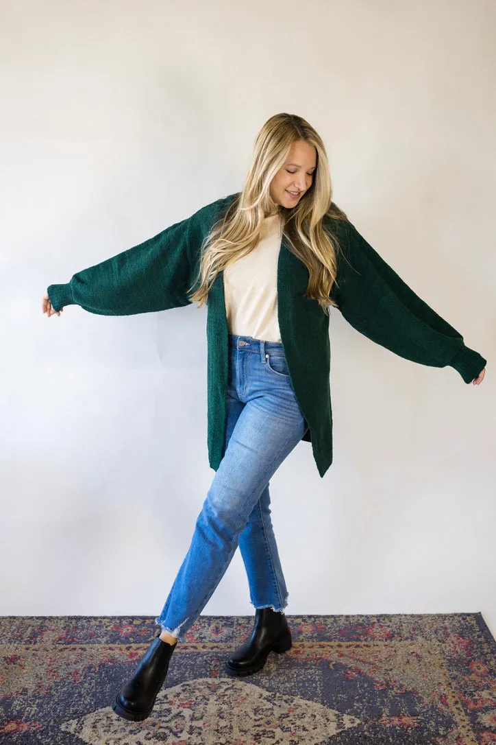 'Getting Cozy' Cardigan - Green