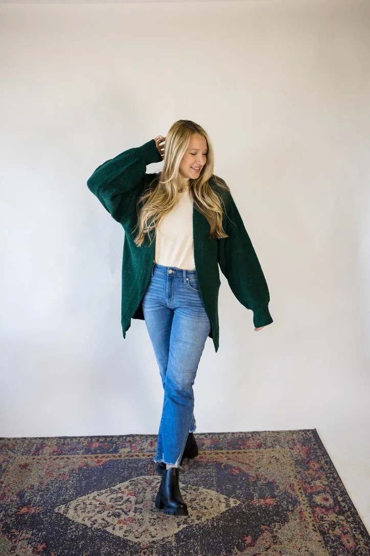 'Getting Cozy' Cardigan - Green