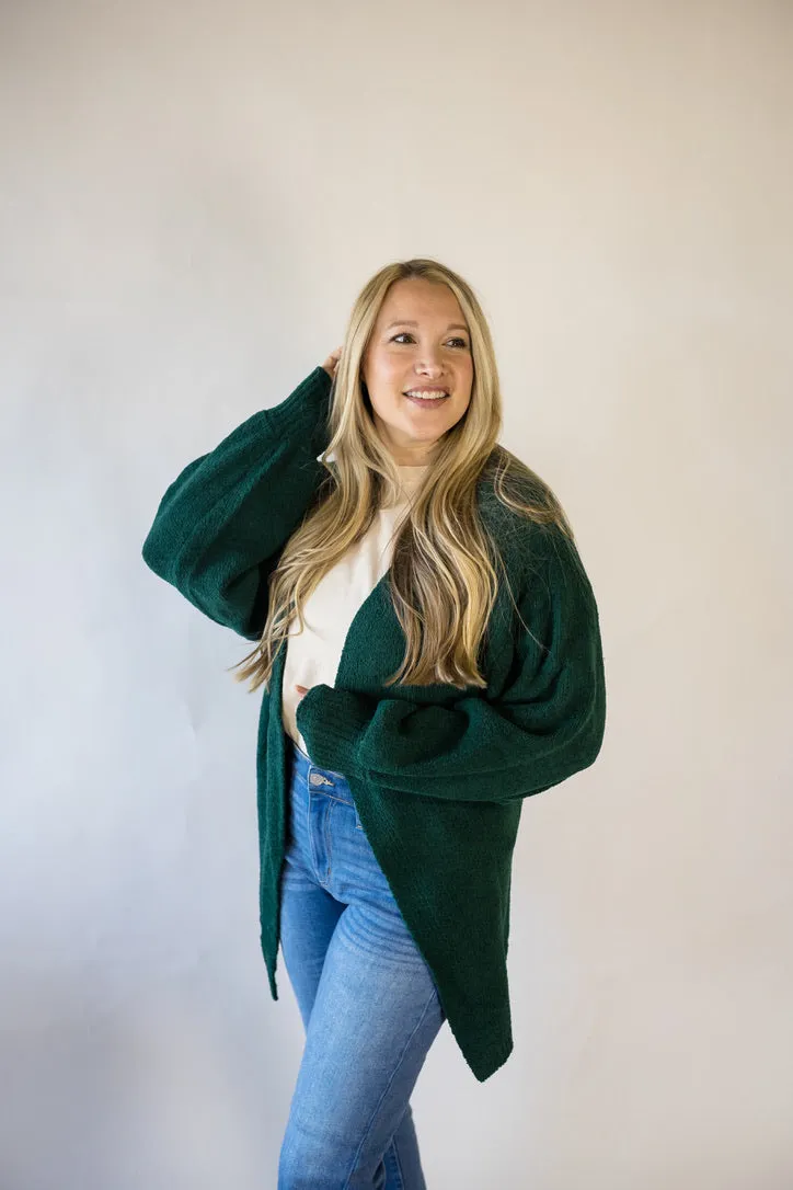 'Getting Cozy' Cardigan - Green