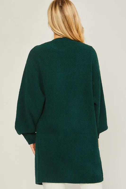 'Getting Cozy' Cardigan - Green