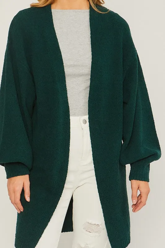 'Getting Cozy' Cardigan - Green