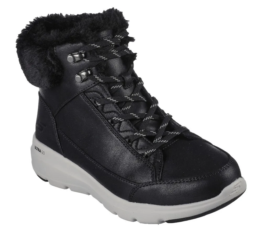 Ghete sport, dama, SKECHERS Glacial Ultra Cozy, 144178-BLK negru, piele ecologica