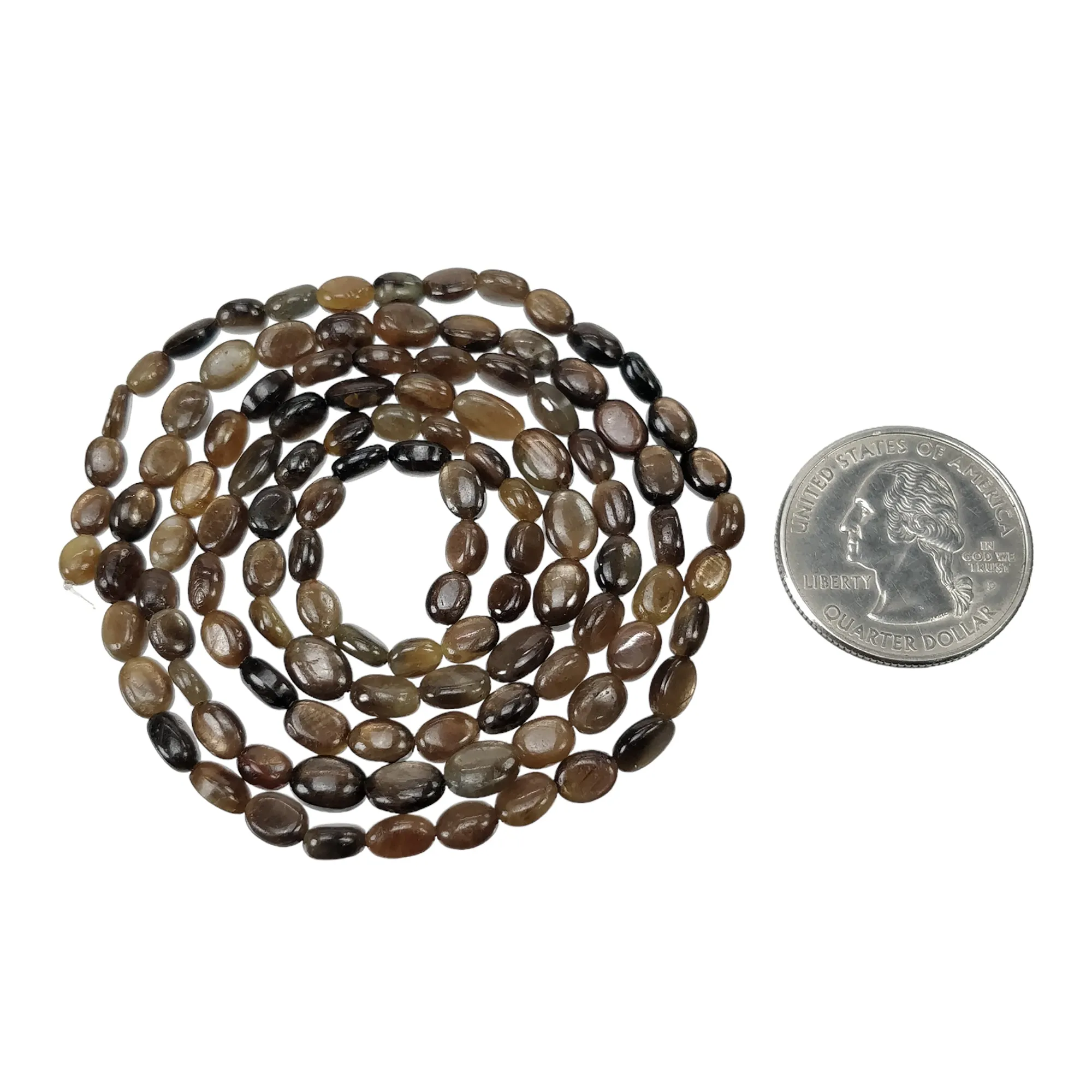 Golden Brown Chocolate Sapphire Gemstone Cabochon Loose Beads : 101.85cts Natural Unheated Oval Plain Nuggets 5*4mm - 7*5mm 26"