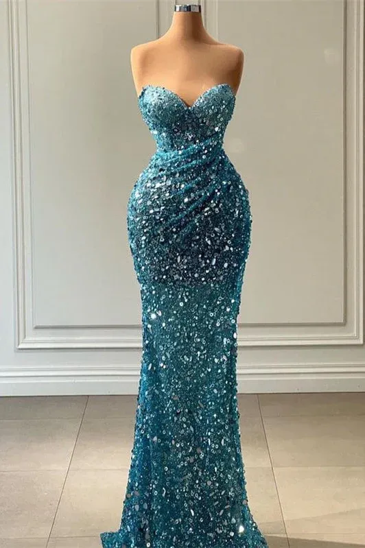 Gorgeous Strapless Sequin Prom Dress Mermaid Formal Evening Dress SH1210