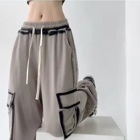 Goth Grey Drawstring Loose Sweatpants