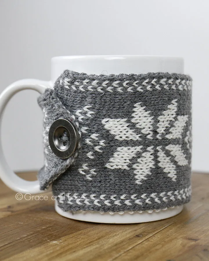 Grace and Lace Reversible Button Mug Cozy