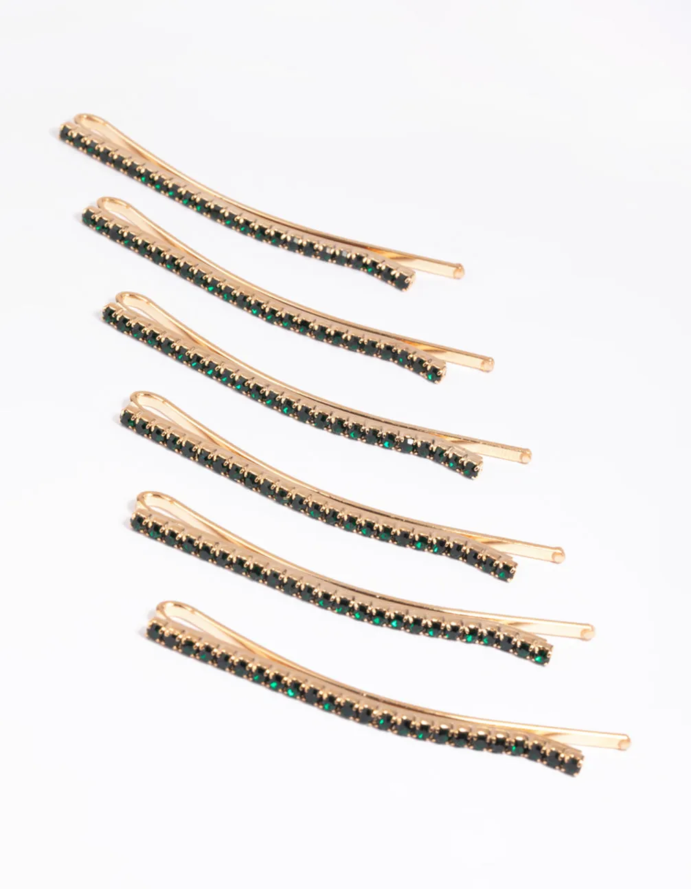 Green Diamante Hair Pins