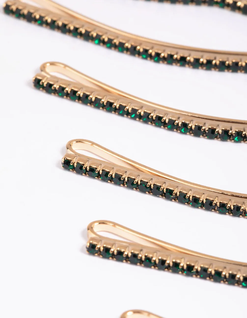 Green Diamante Hair Pins