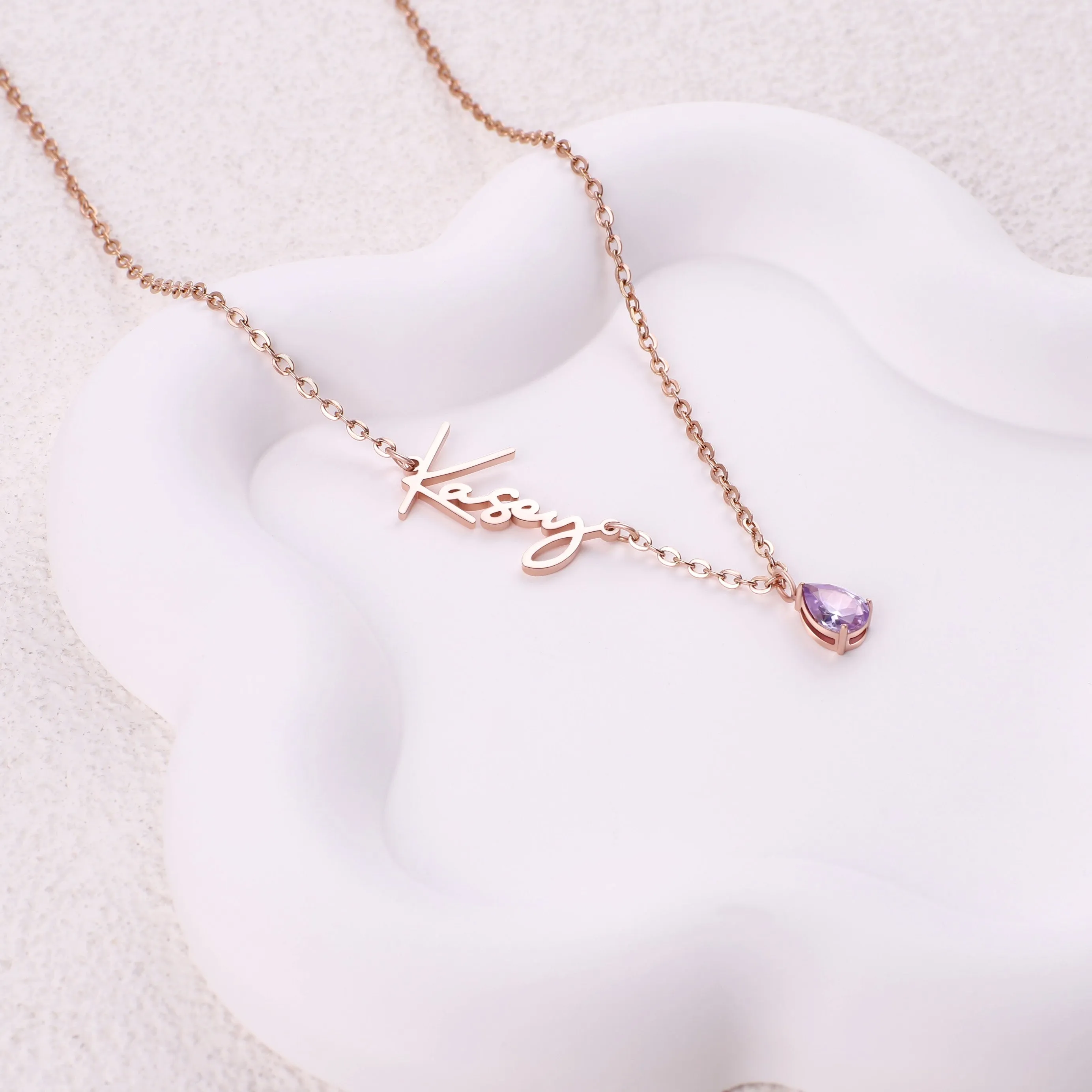 Handmade Birthstone Name Necklace