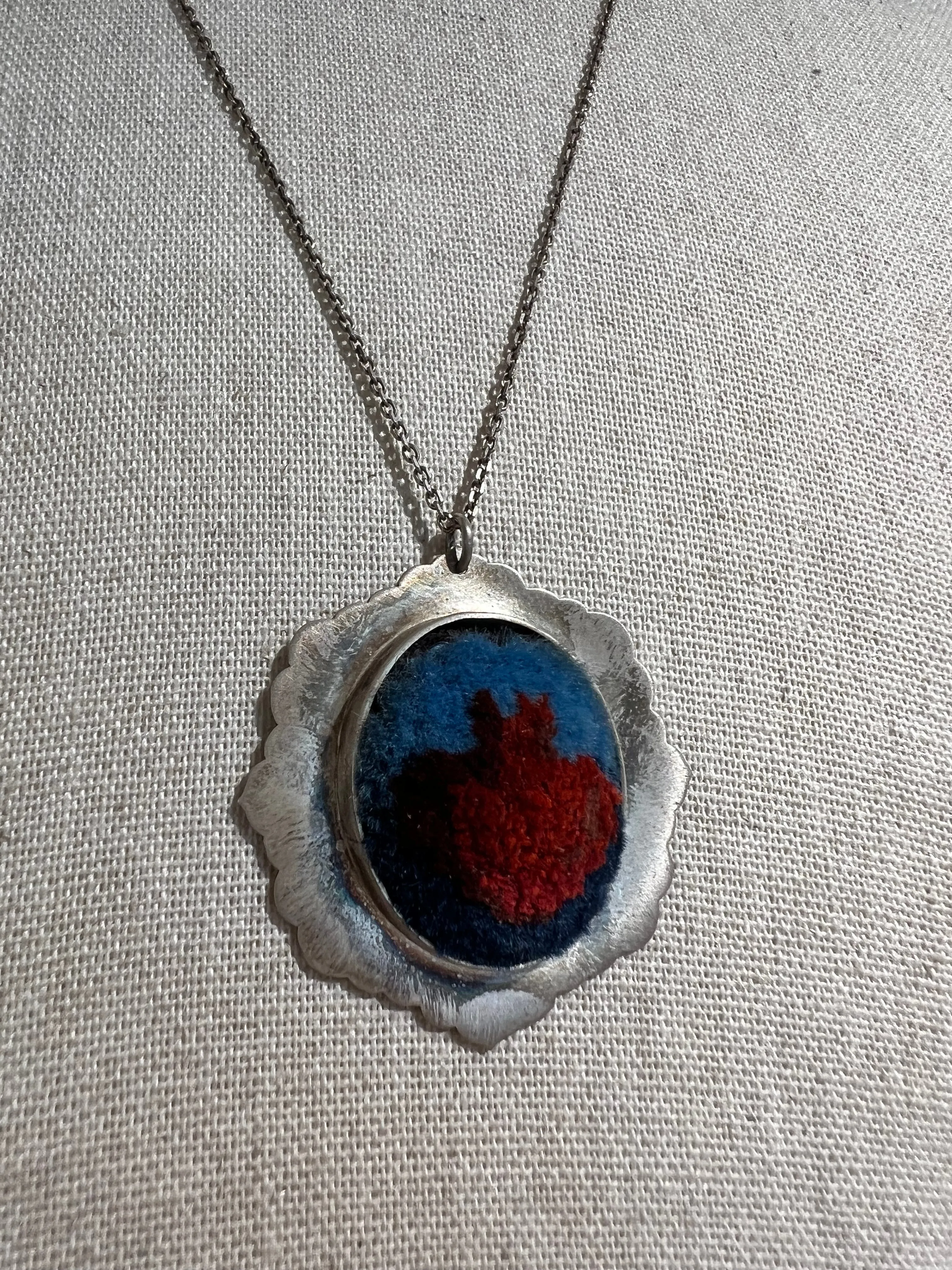 Handmade Blue/Red Rug Persian Necklace