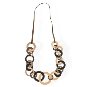 Handmade Gold Black Long Leather Chain Necklace