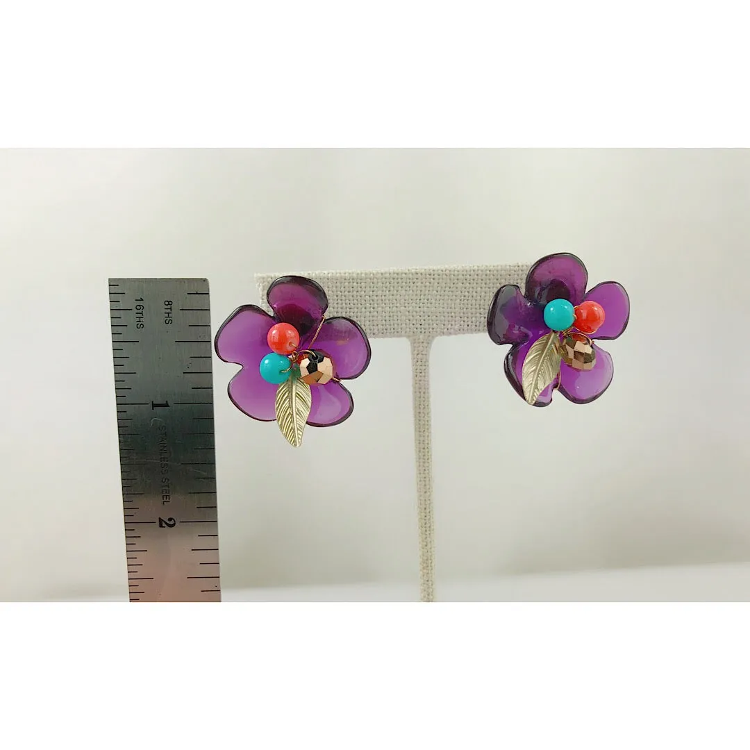 HANDMADE OOAK Pretty Purple Flower earring