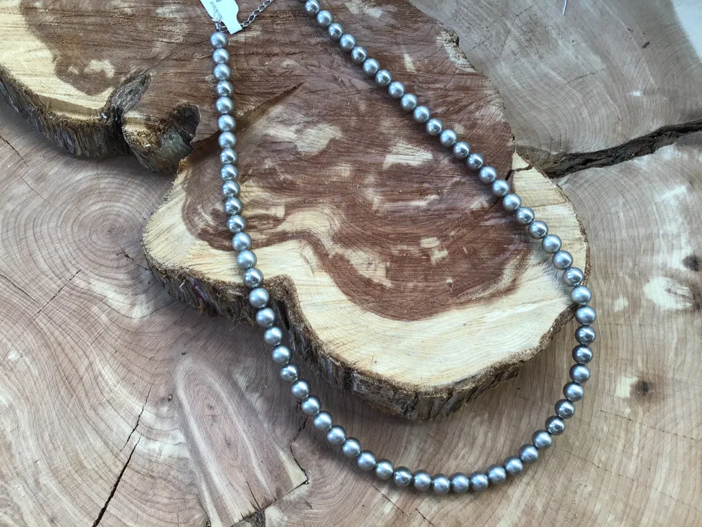 Handmade Silver Plated Navajo Pearls Necklace 20