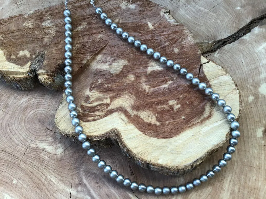 Handmade Silver Plated Navajo Pearls Necklace 20