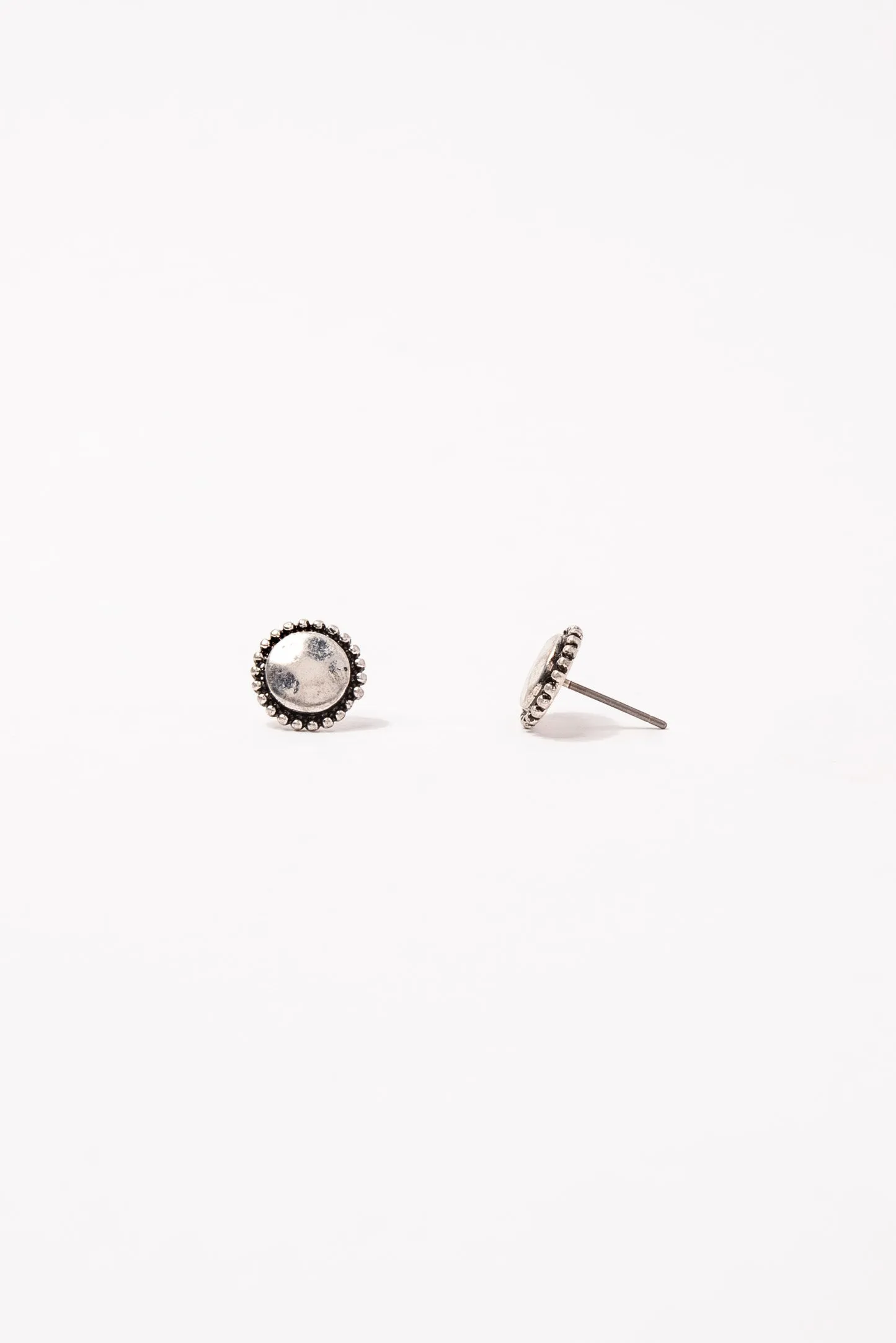 Handmade Tailored Circle Stud Earrings - Silver