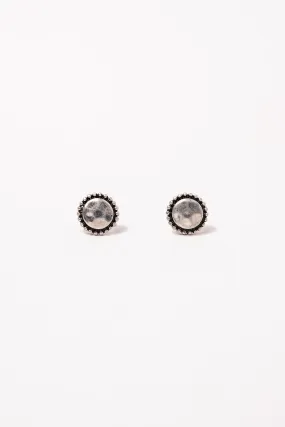 Handmade Tailored Circle Stud Earrings - Silver