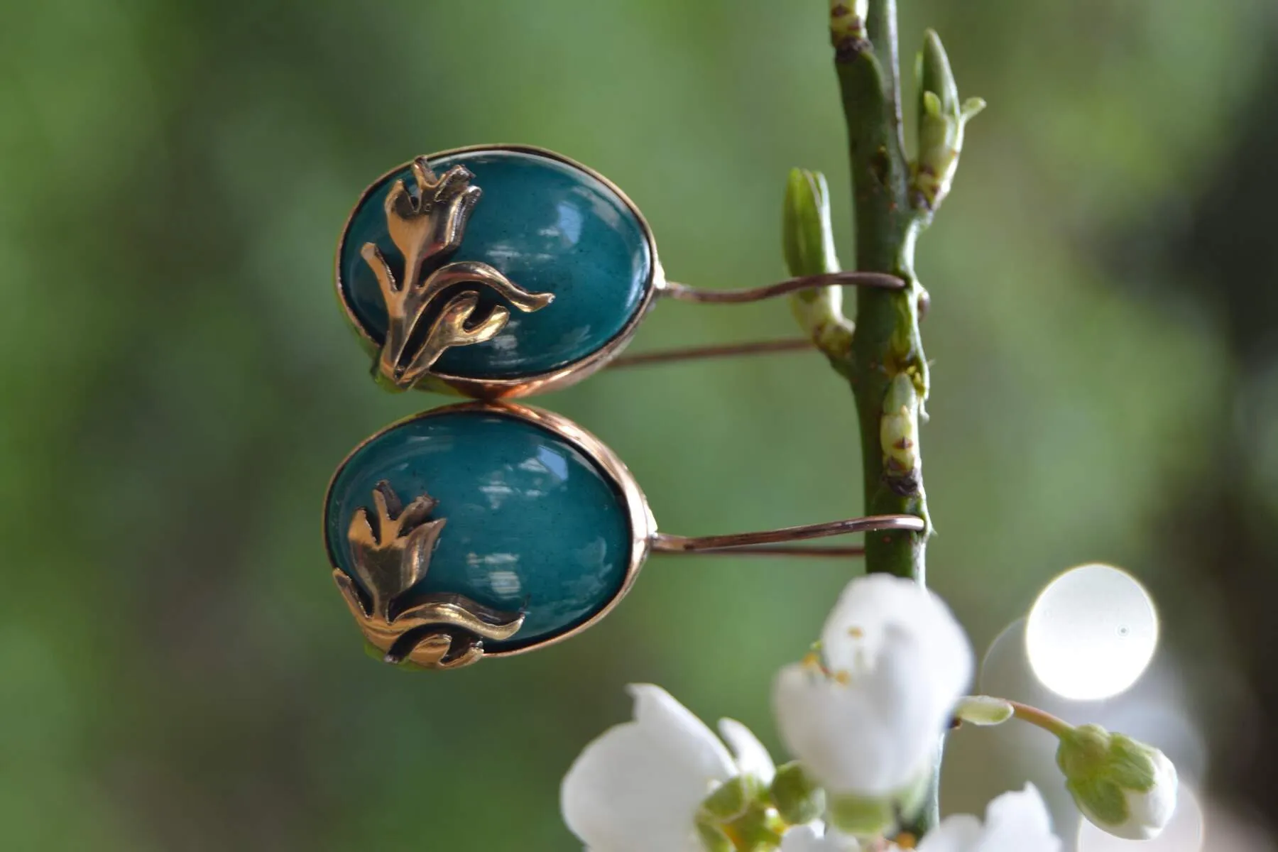 Handmade Turquoise Tile Earrings