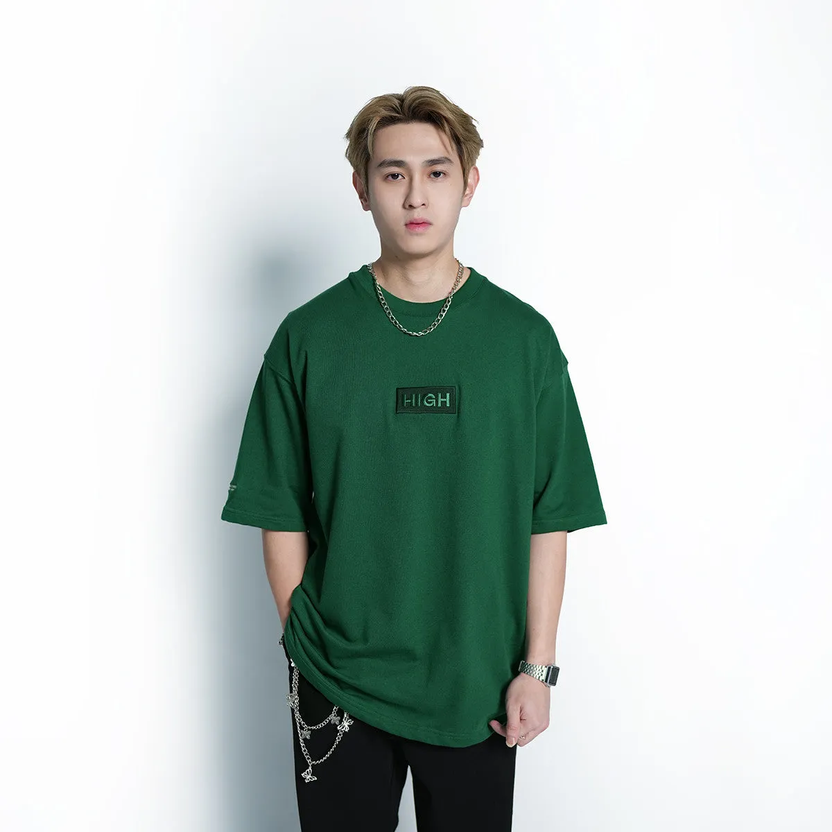 High Embroidered Box Logo Loose Tee - 1039