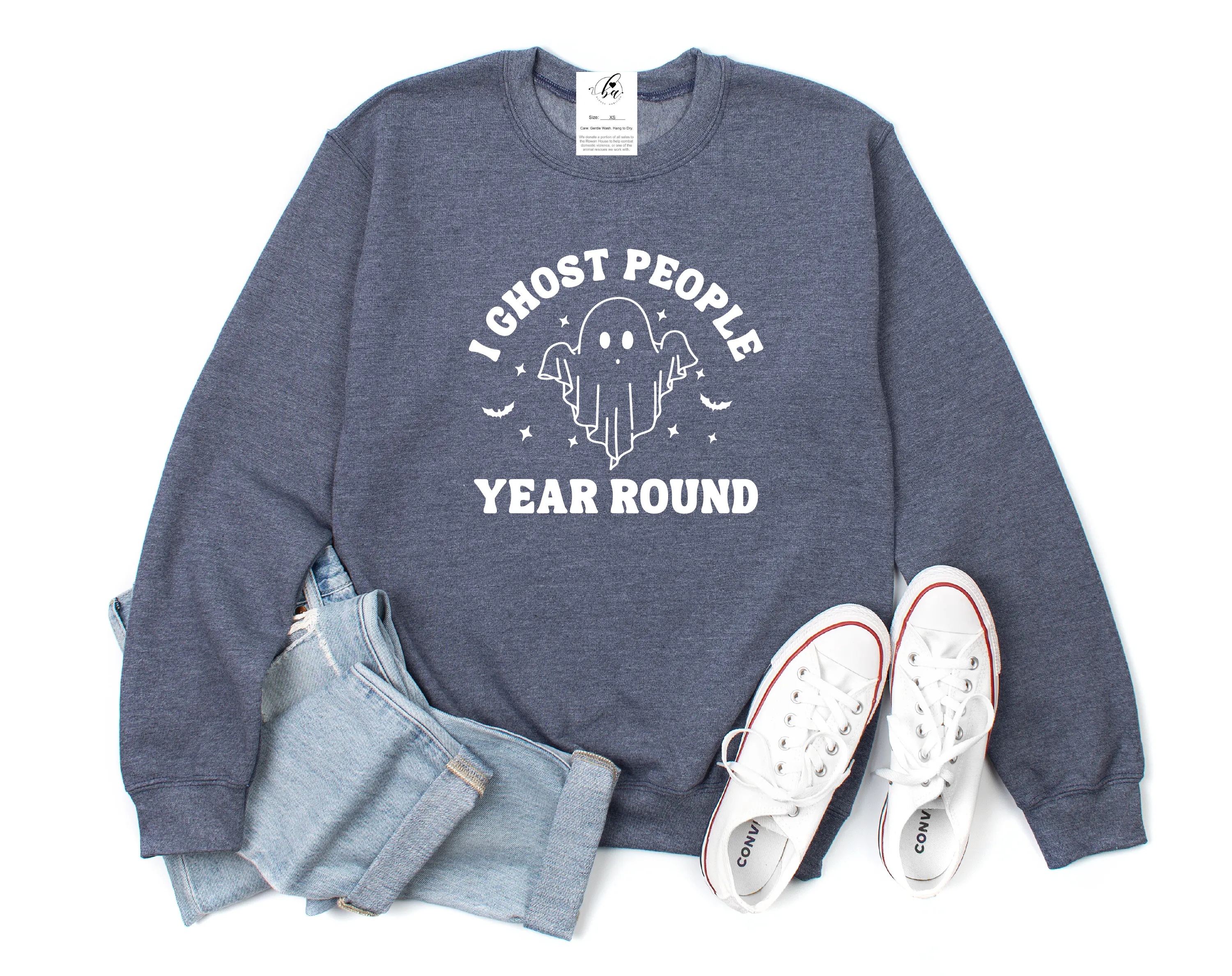 I Ghost People Year Round Cozy Crew Neck Sweater