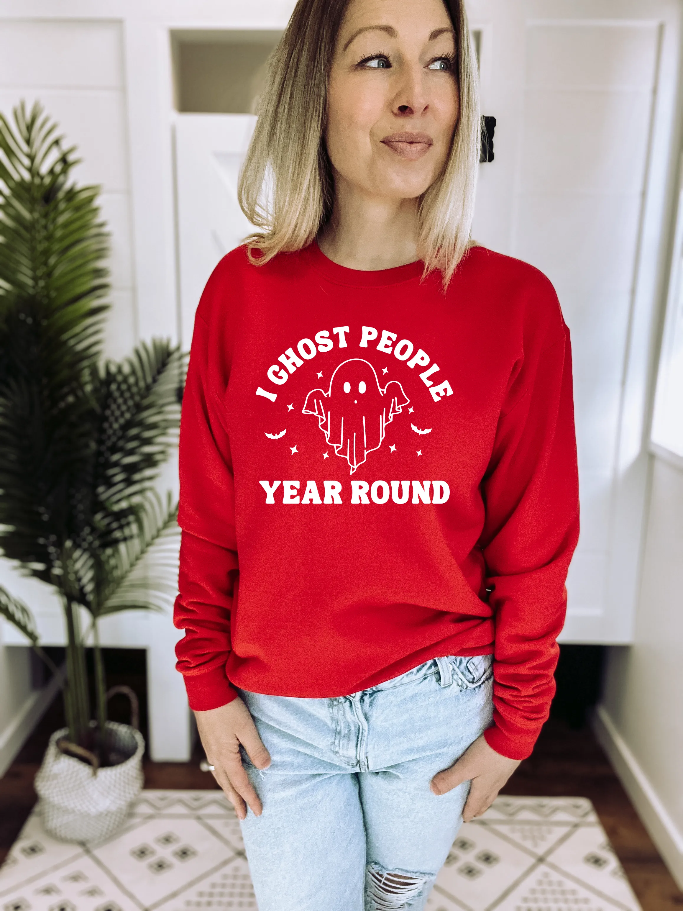 I Ghost People Year Round Cozy Crew Neck Sweater