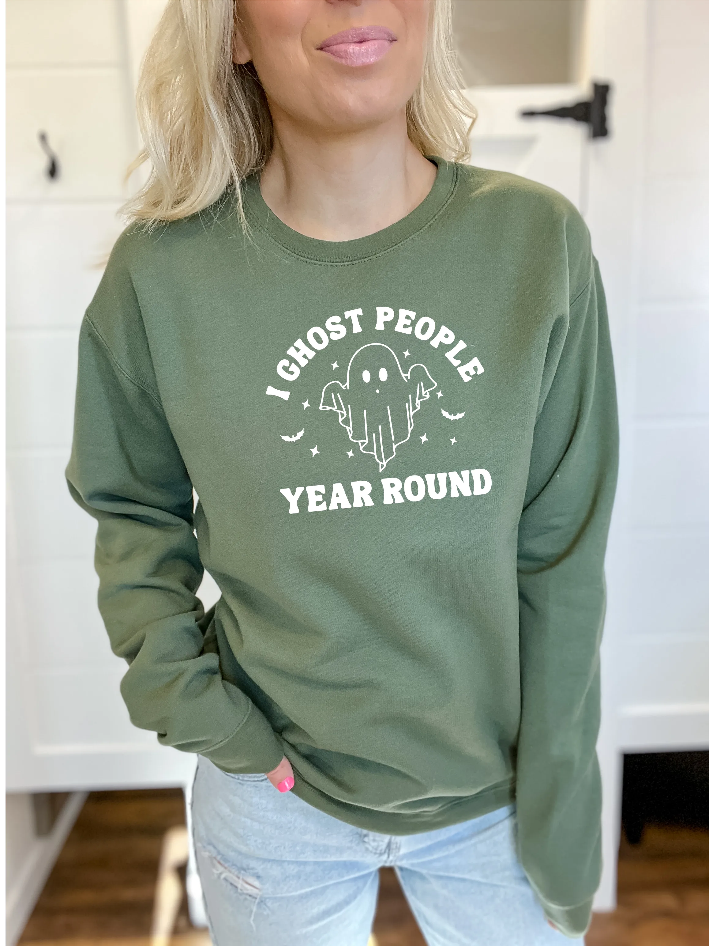 I Ghost People Year Round Cozy Crew Neck Sweater