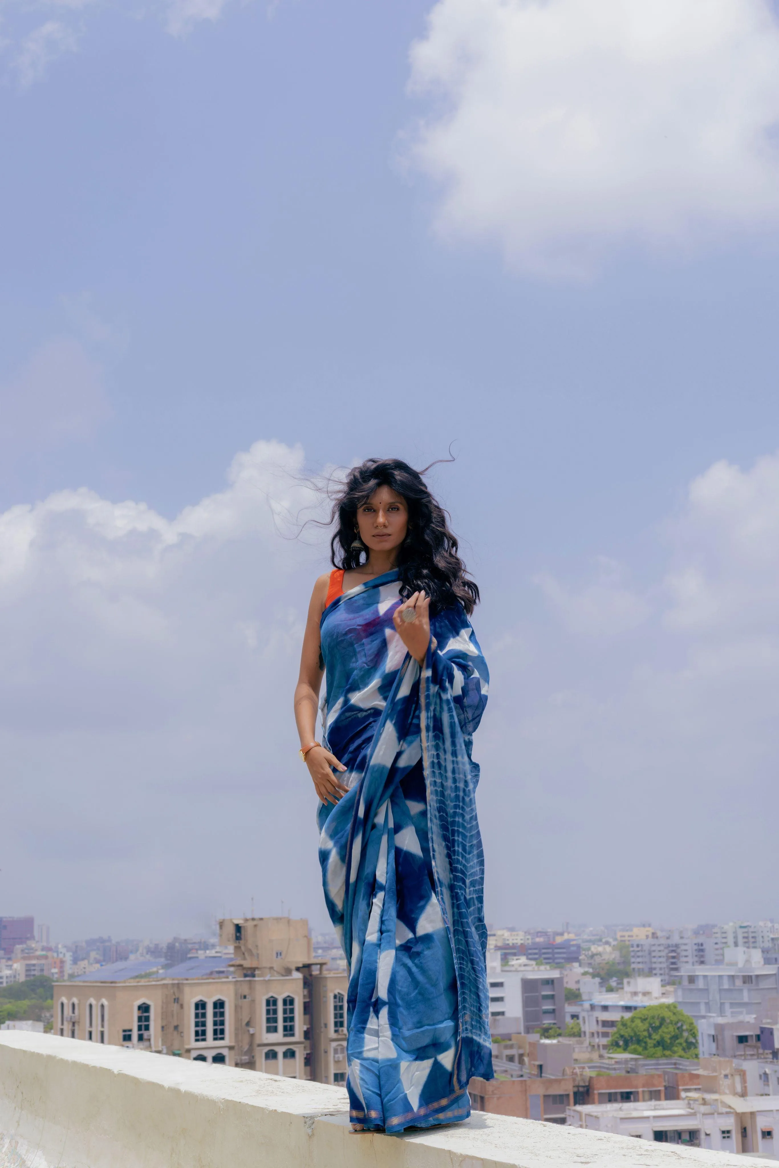 Kaisori Malhar - Dabu Clamp Indigo Dabu Silk Cotton saree 002