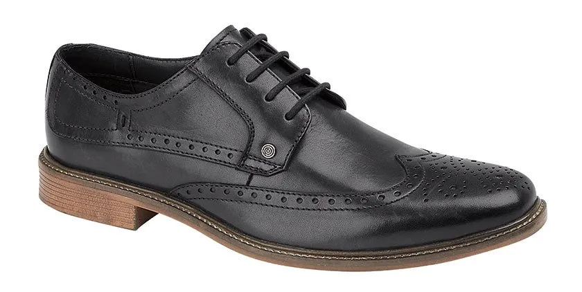 Lambretta Mens Brogues Smart Brogues Black Formal Shoes Leather