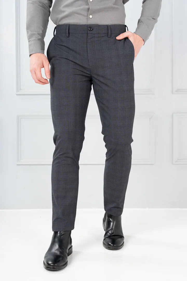 Lava Grey Checks Formal Pants