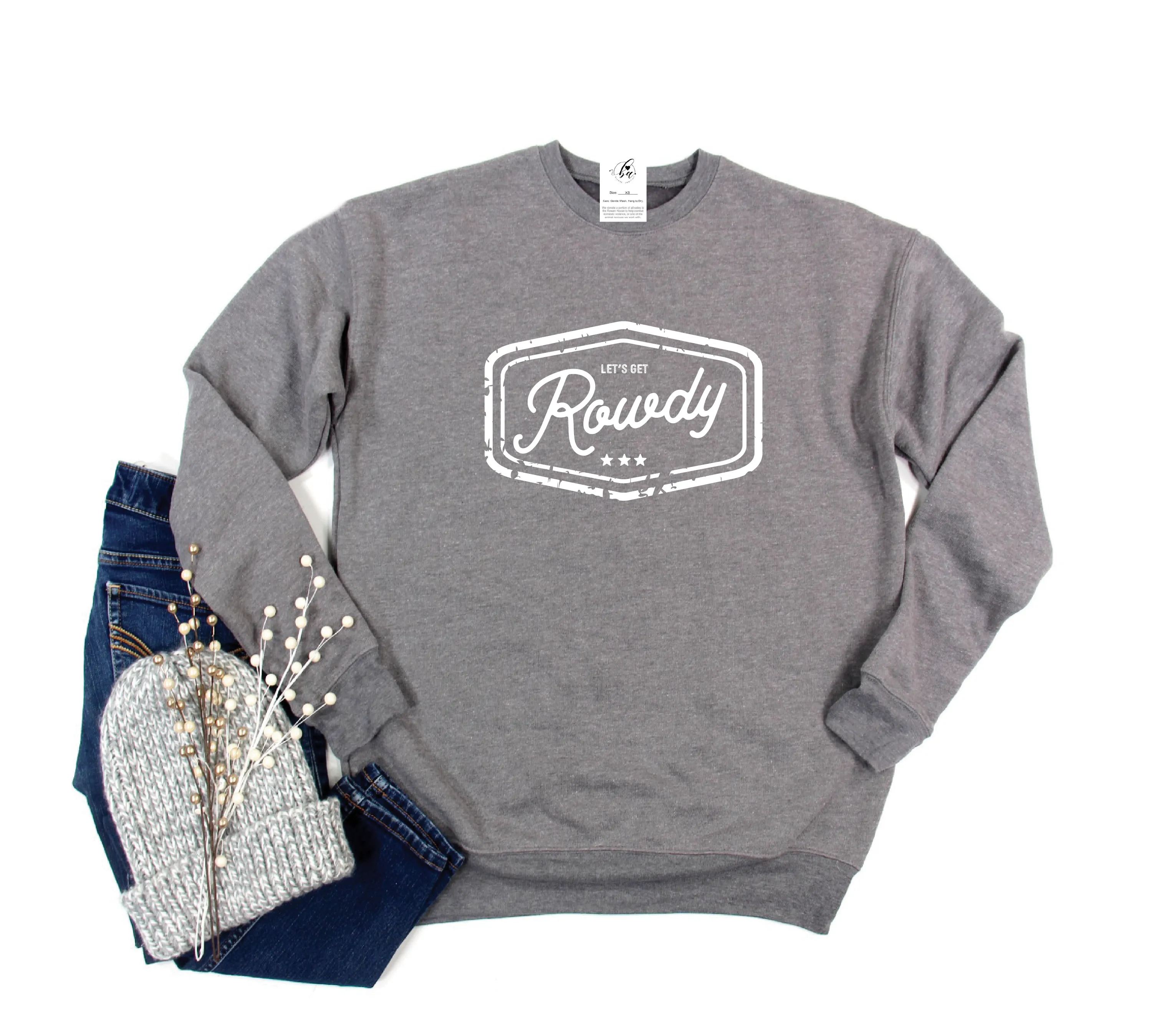 Let's Get Rowdy Cozy Crew Neck Sweater