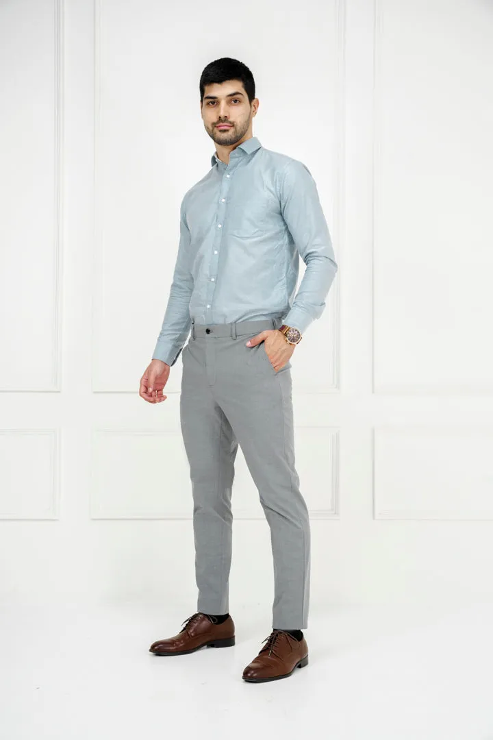 Light Grey Slim Fit Stretch Formal Pants