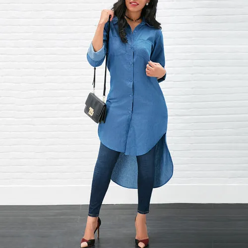 Long Denim Loose Shirt