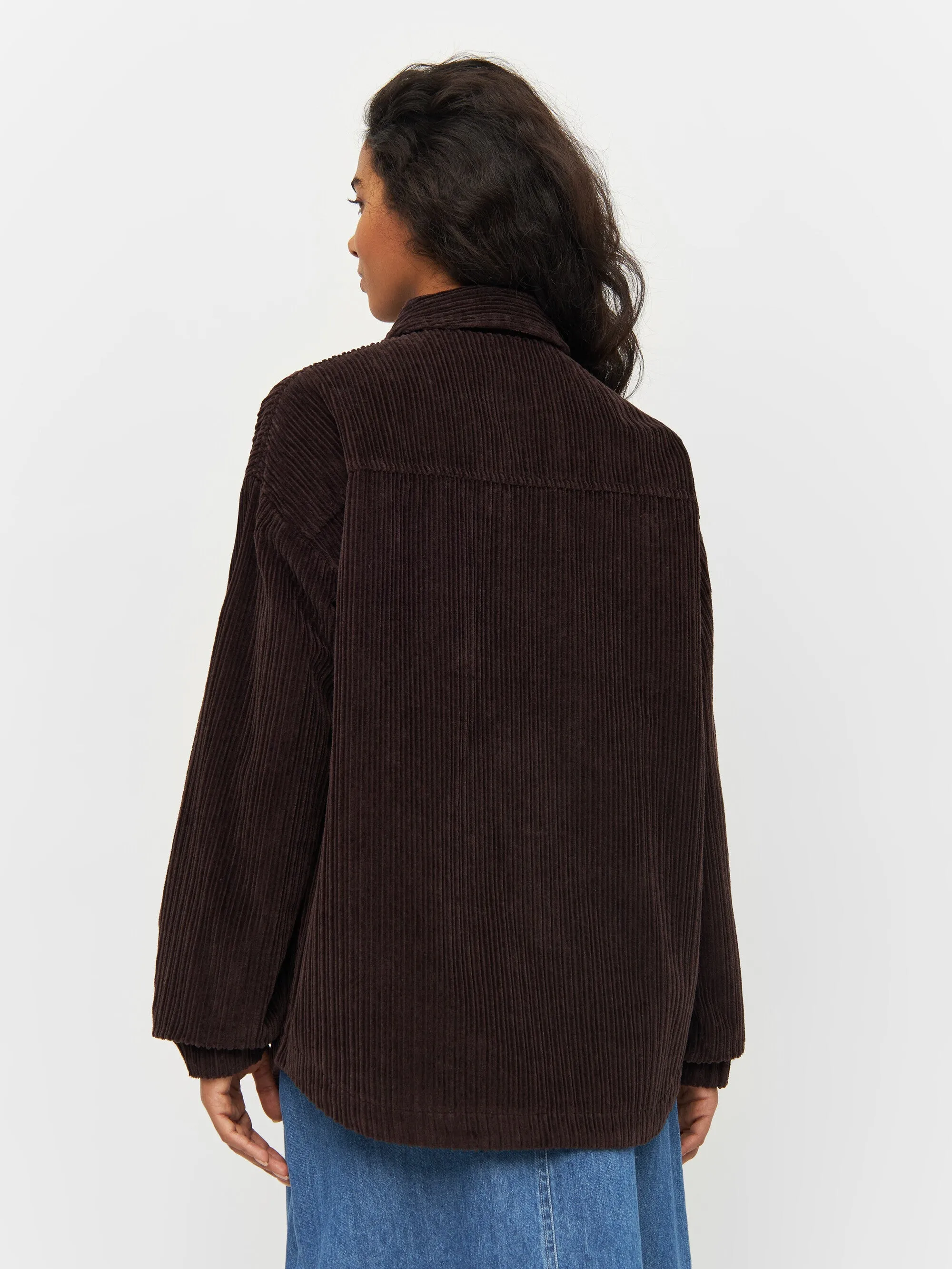 Loose irregular corduroy overshirt - Chocolate Plum