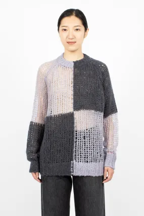 Loose Knit Mohair Jumper Purple/Grey