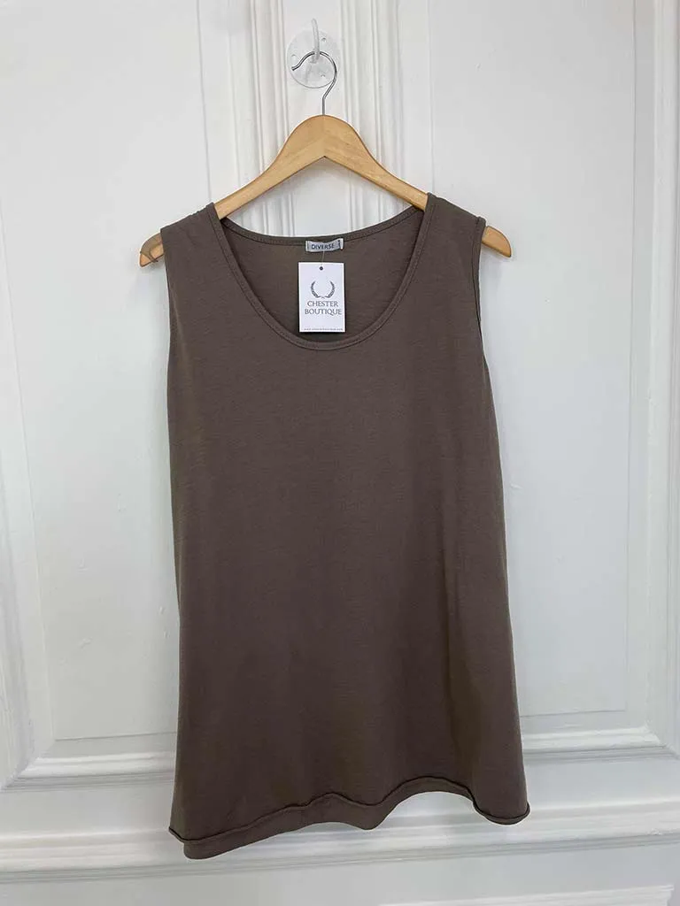 Loose Longline Vest Top - Mocha