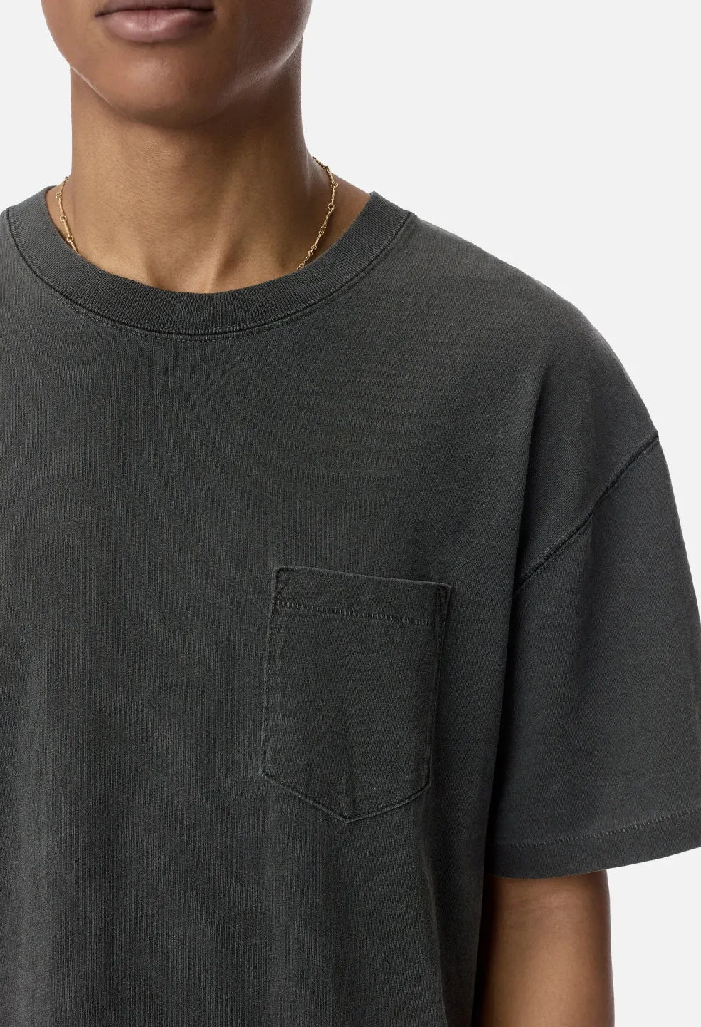 Loose Stitch Pocket Tee / Washed Black