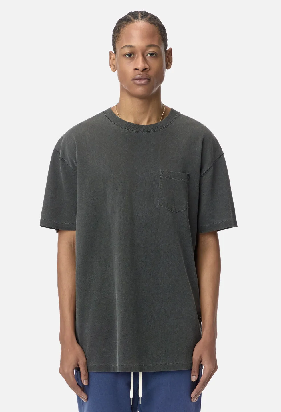 Loose Stitch Pocket Tee / Washed Black