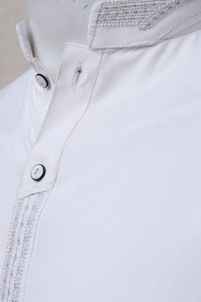 Men Premium Embroidered Shalwar Kameez White