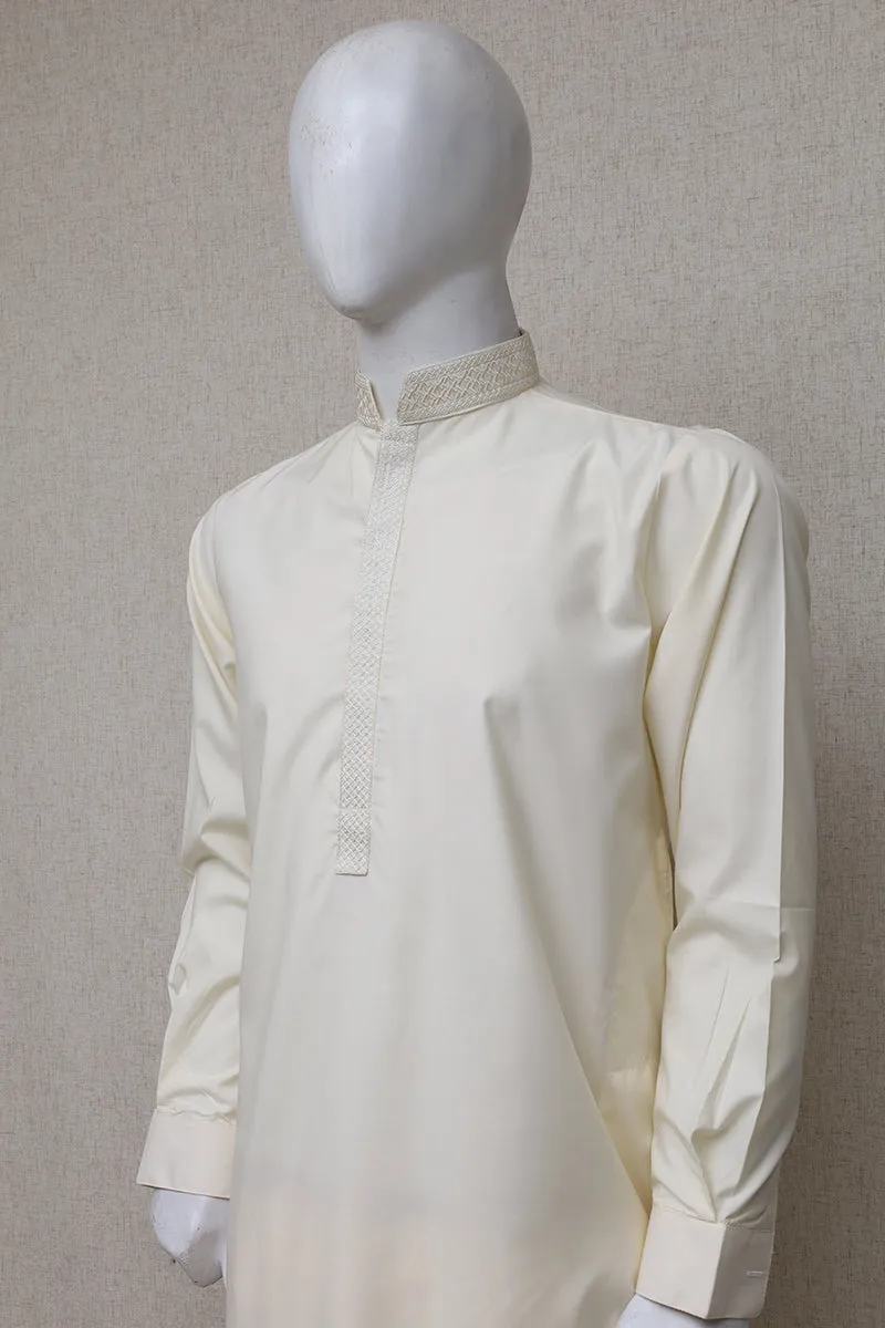 Men Premium Shalwar Kameez Cream