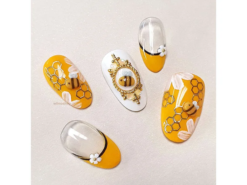 Mini Honey Bee 3D Handmade Nail Art Charm - 4 pcs