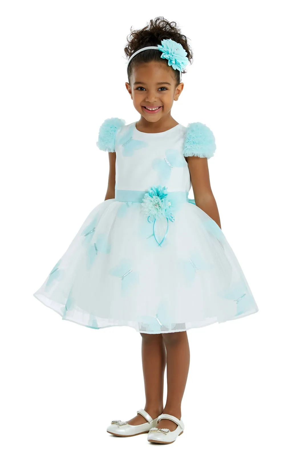 Mint Butterfly Girls Formal Dress