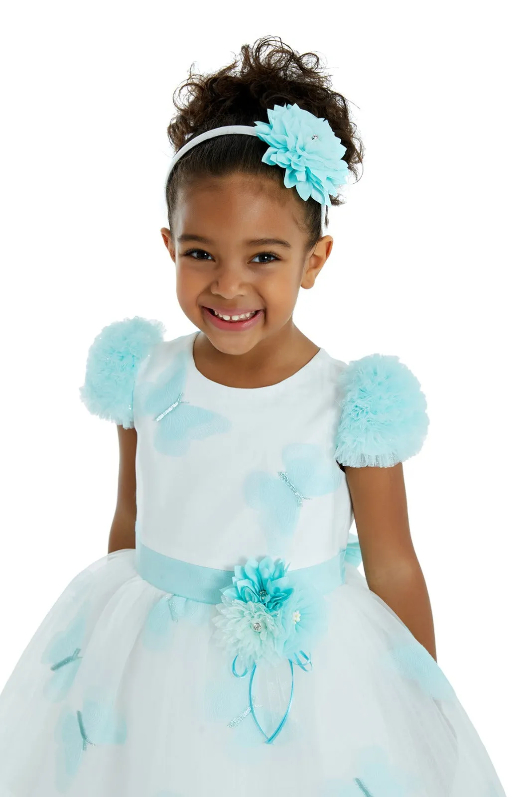 Mint Butterfly Girls Formal Dress