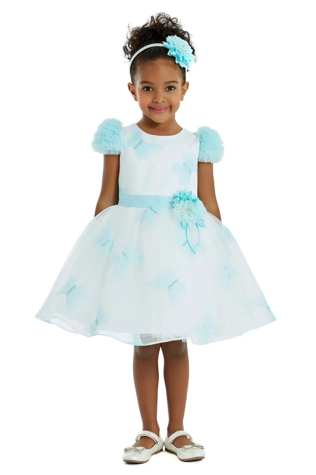 Mint Butterfly Girls Formal Dress