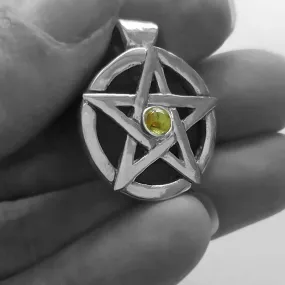 Peridot Pentagram Pendant, Handmade Pentagram