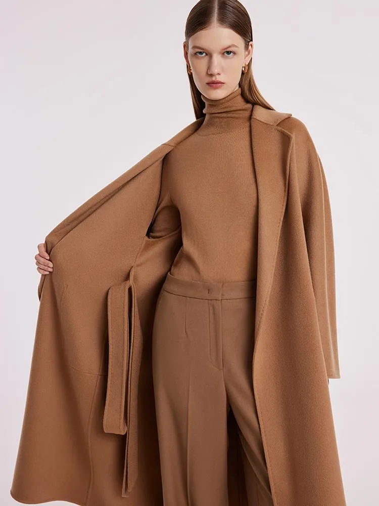 Pure Cashmere Tie-up Women Coat