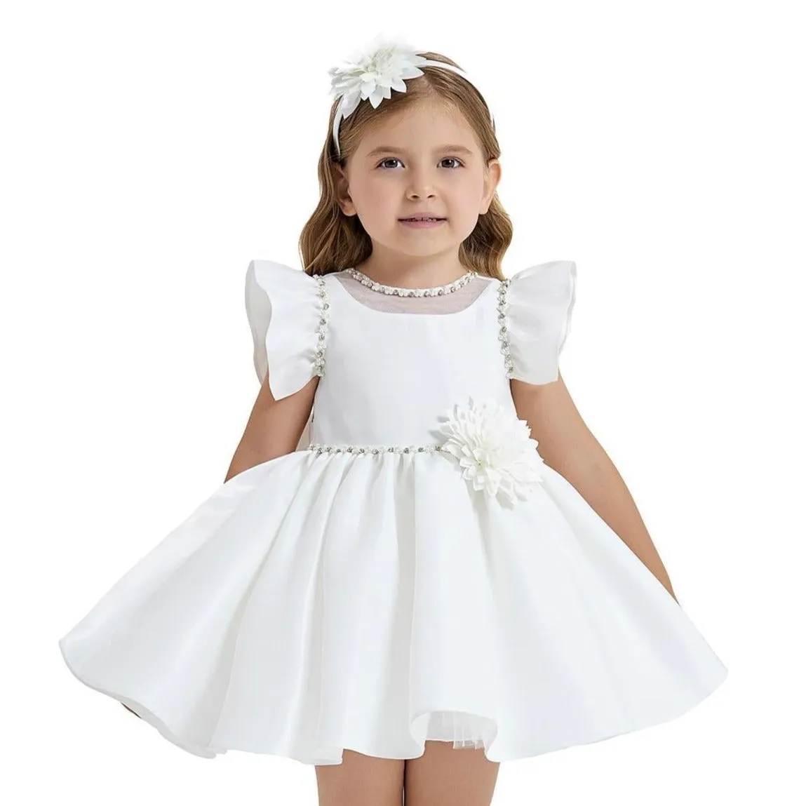 Sure, here is the optimized title for the e-commerce product: Stunning Sara Satin Formal Girls Dress