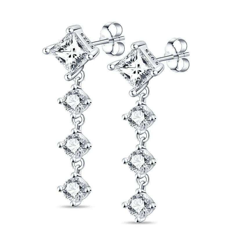 Womens Wedding Earrings with Silver Charm Details