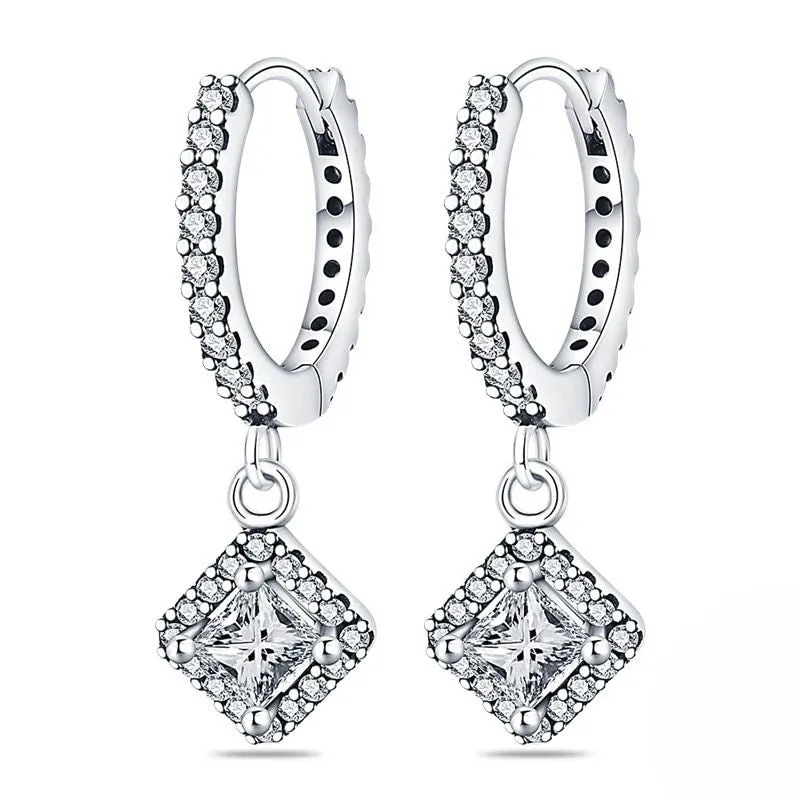 Womens Wedding Earrings with Silver Charm Details