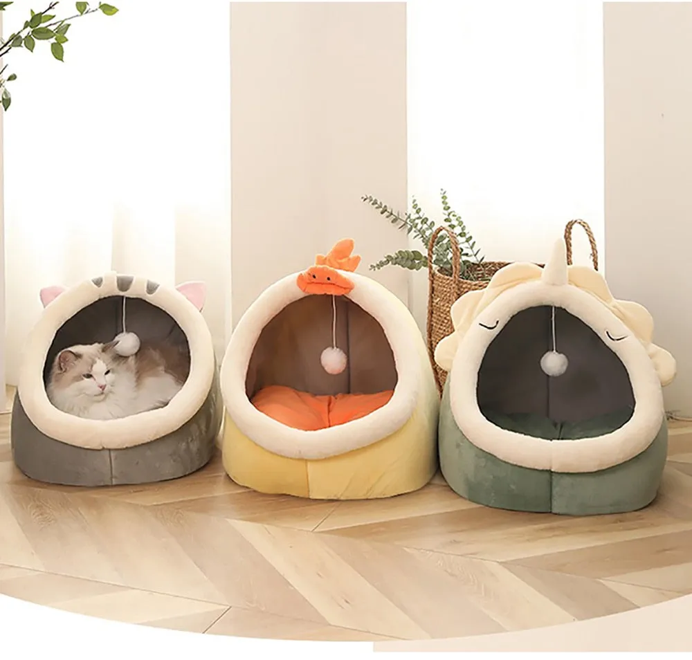 Sweet Warm Pet Basket Cozy Kitten Lounger Cushion Cat Bed