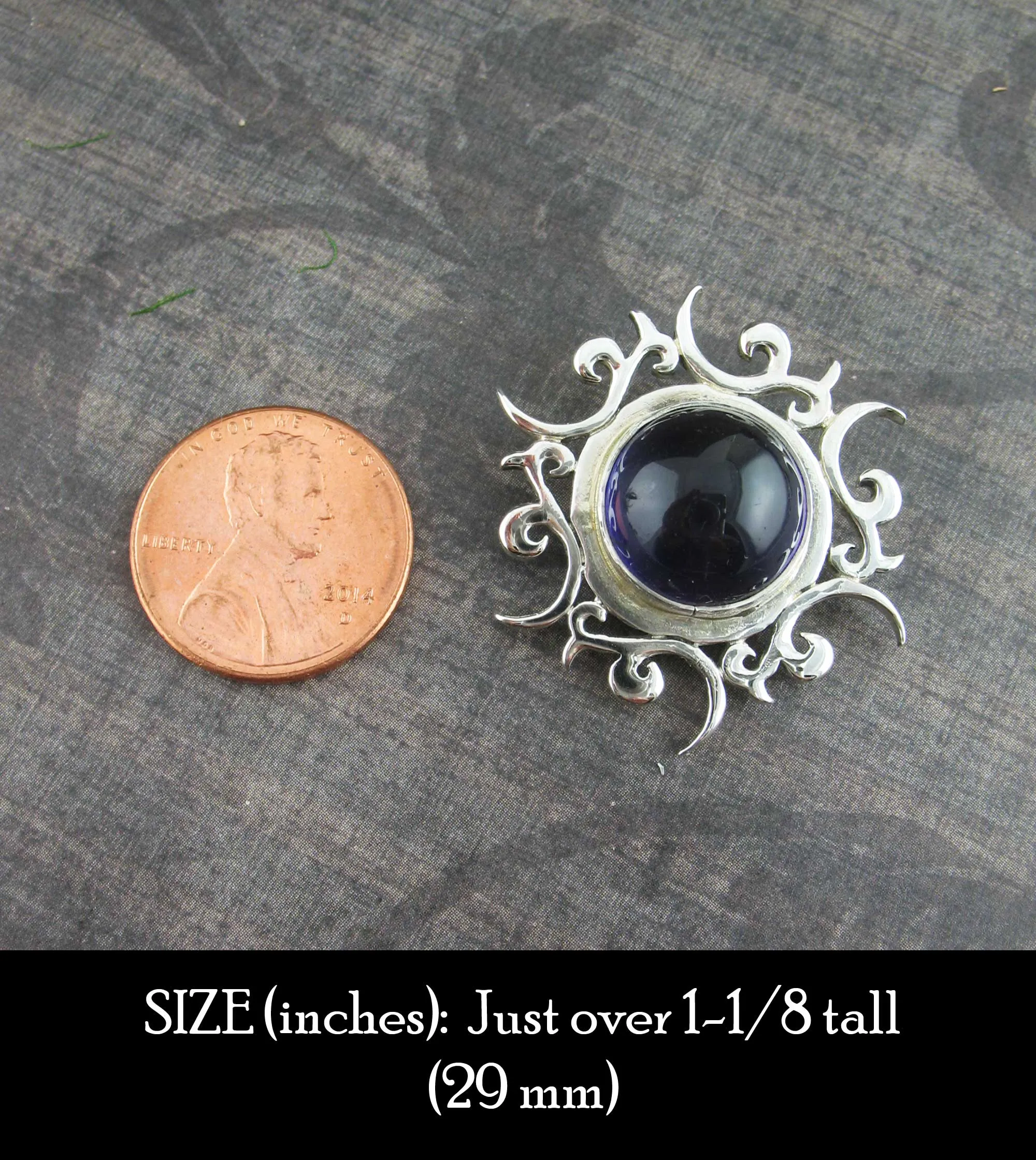 Tribal Sun Pendant with Amethyst Cabochon, Handmade